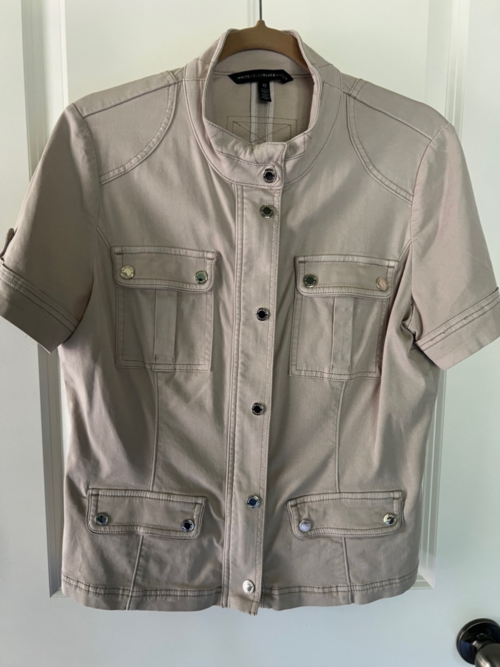 White House Black Market Short Sleeve Utility Jacket - taupe